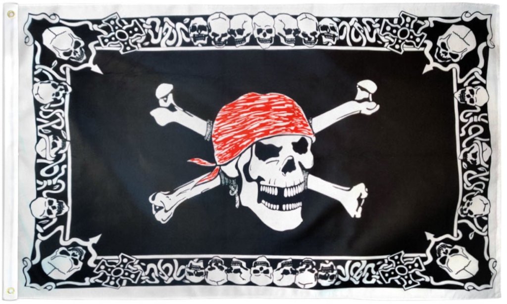 Skull With Border Pirate Flag 3x5ft Poly - Flags Importer