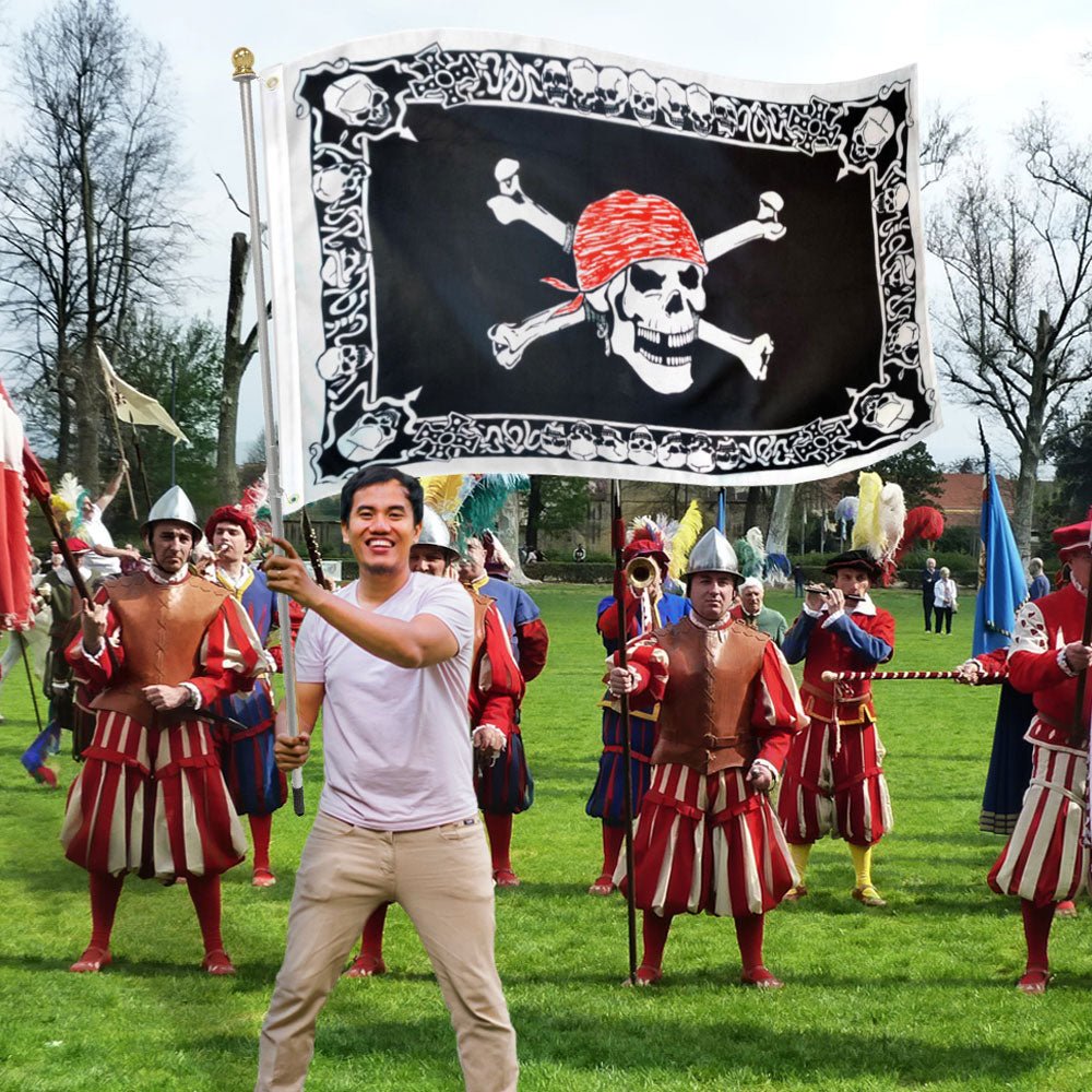 Skull With Border Pirate Flag 3x5ft Poly - Flags Importer