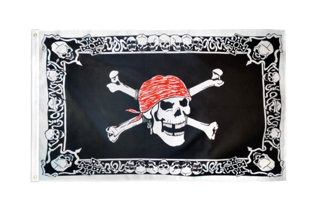 Skull With Border Pirate Flag 3x5ft Poly - Flags Importer