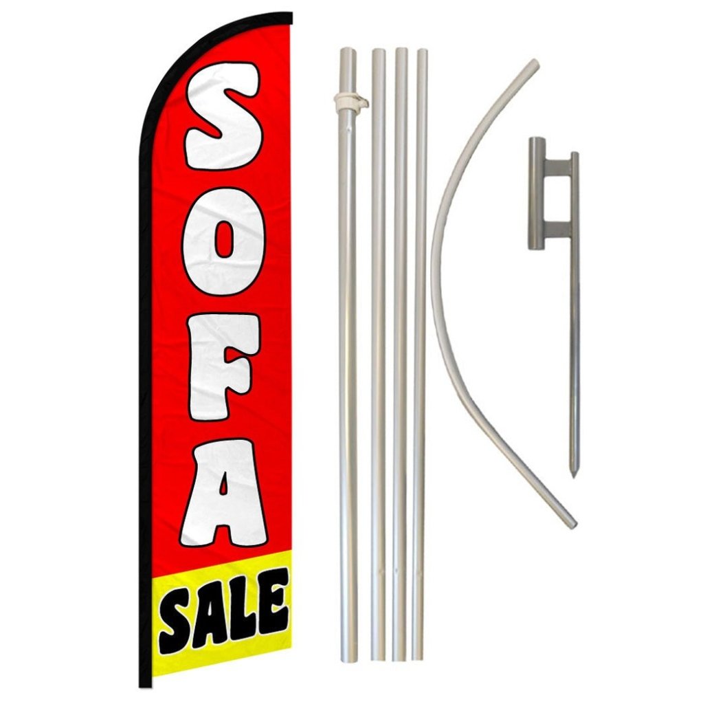 Sofa Sale (Red & Yellow) Windless Banner Flag & Pole Kit - Flags Importer