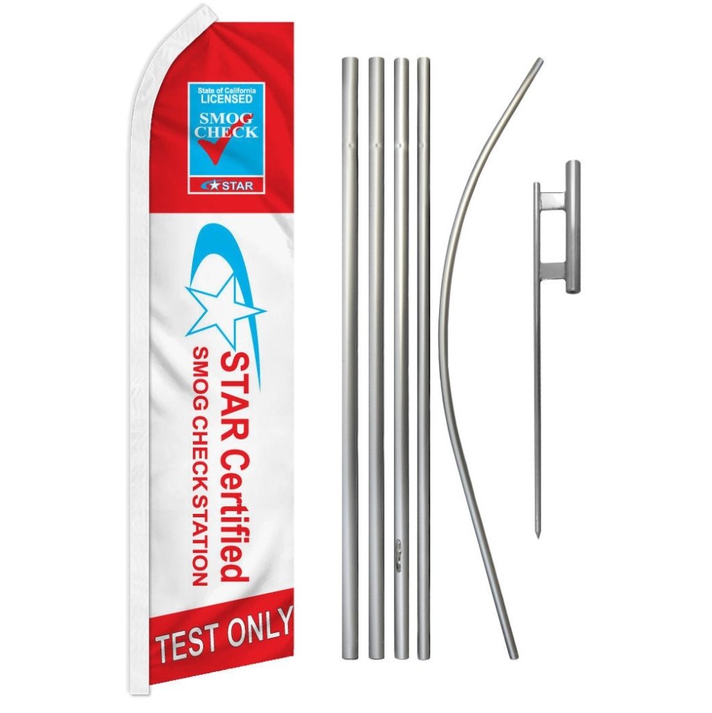 Star Smog Check Test Only Super Flag & Pole Kit - Flags Importer
