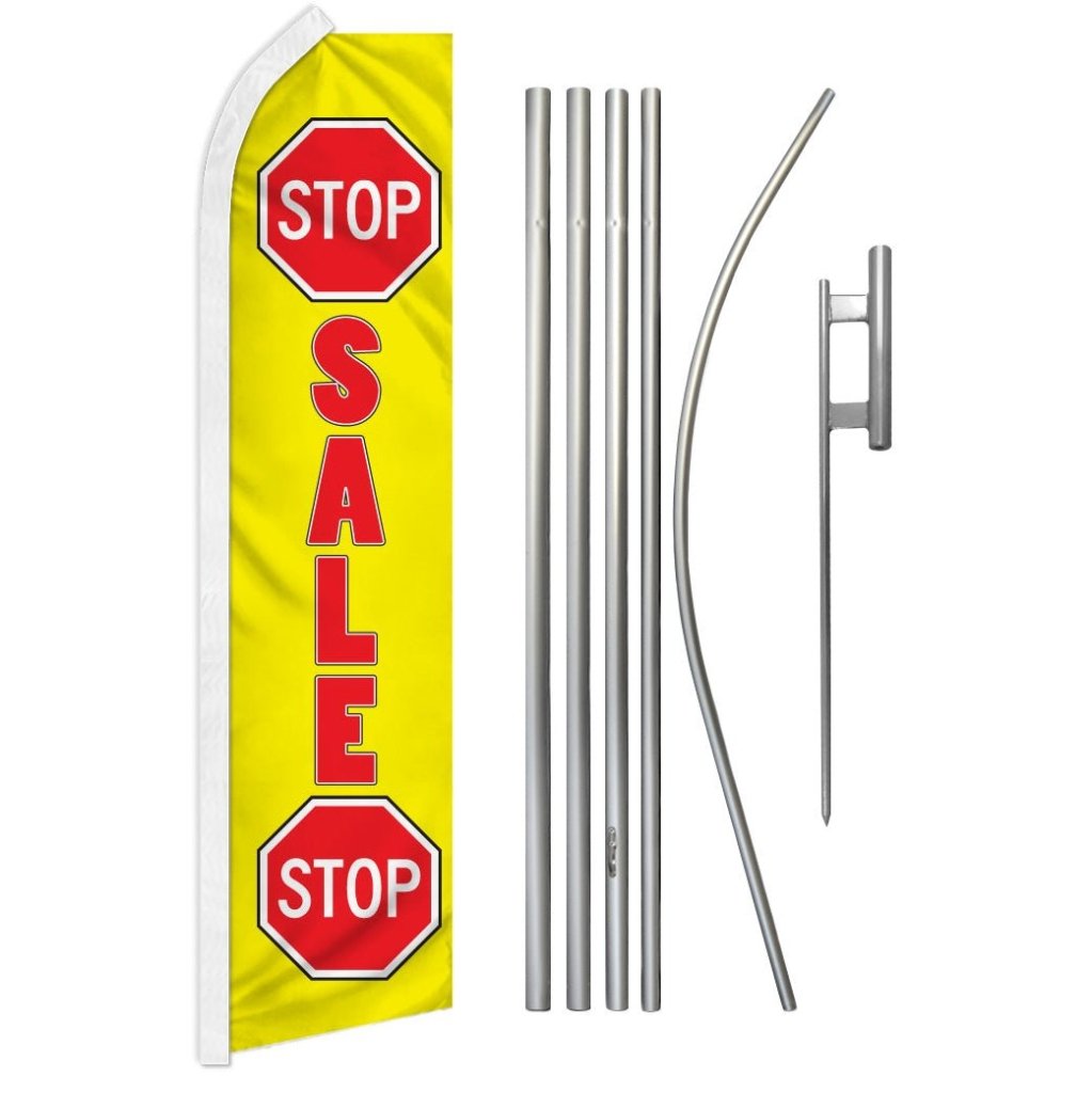 Stop Sale Stop (Red & Yellow) Super Flag & Pole Kit - Flags Importer