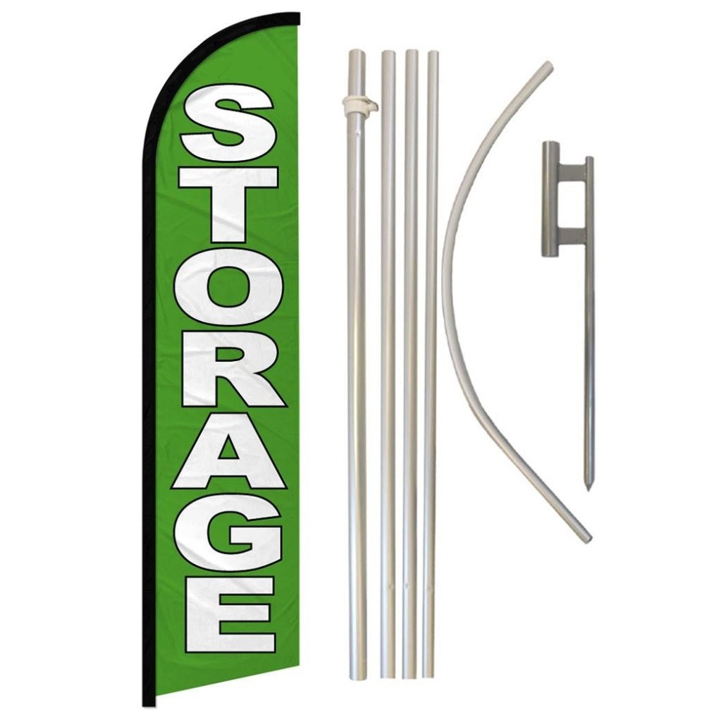 Storage (Green) Windless Banner Flag & Pole Kit - Flags Importer