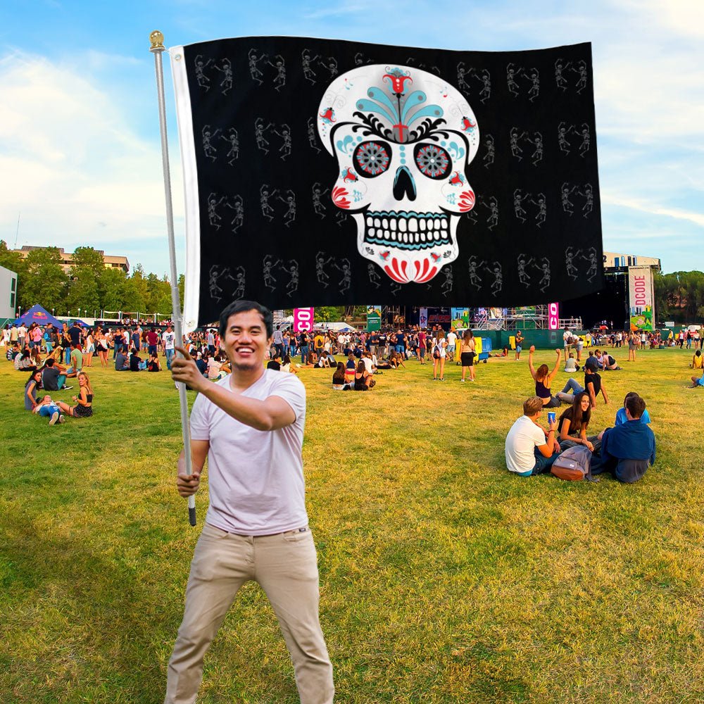 Sugar Skull Flag 3x5ft Poly - Flags Importer
