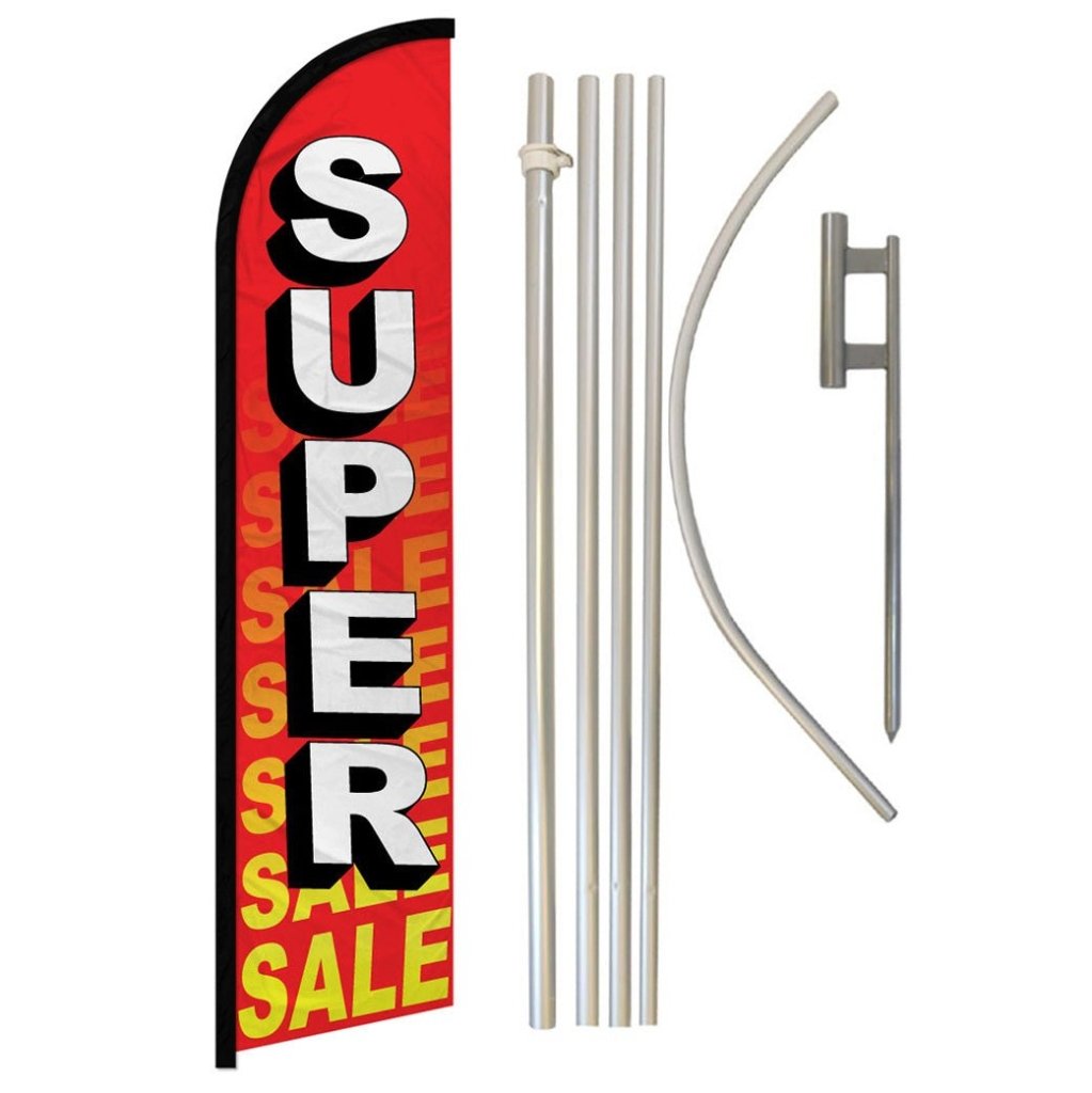 Super Sale (Red) Windless Banner Flag & Pole Kit - Flags Importer
