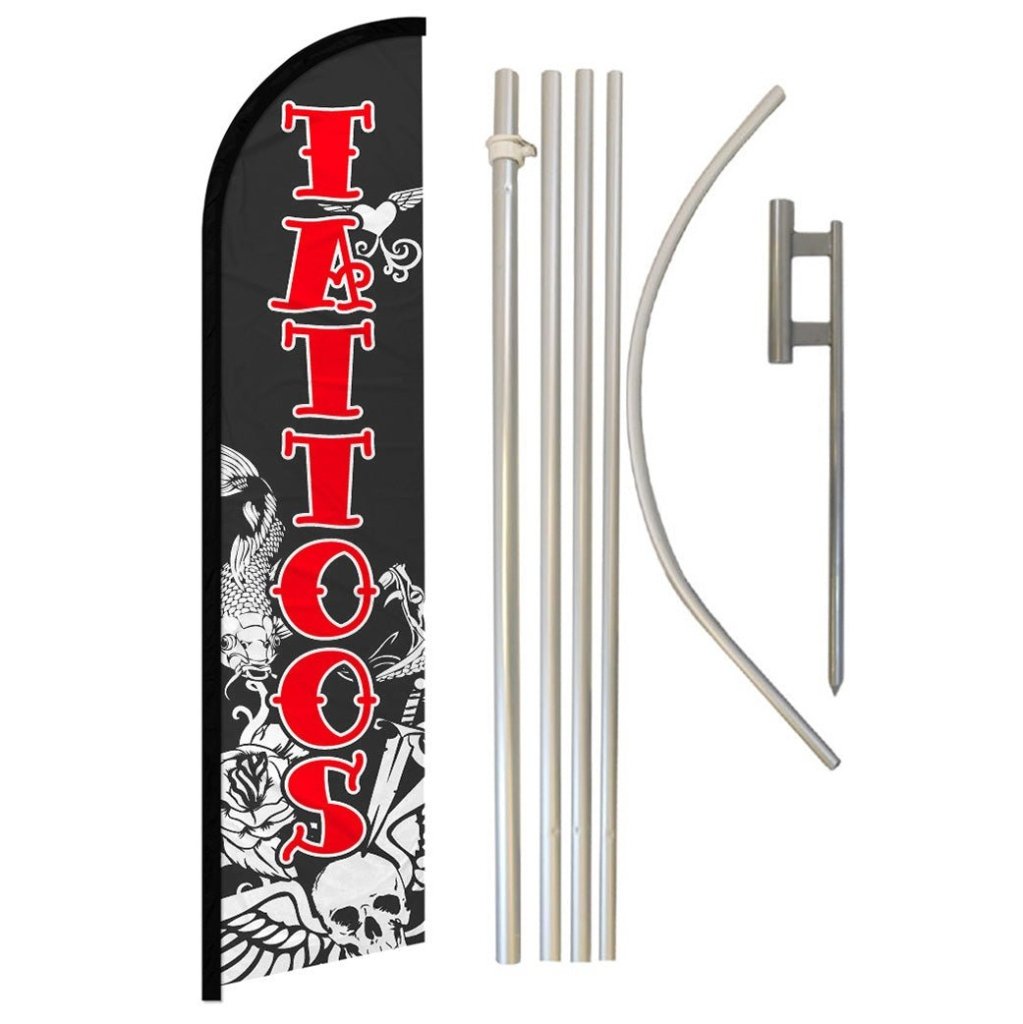 Tattoos Windless Banner Flag & Pole Kit - Flags Importer