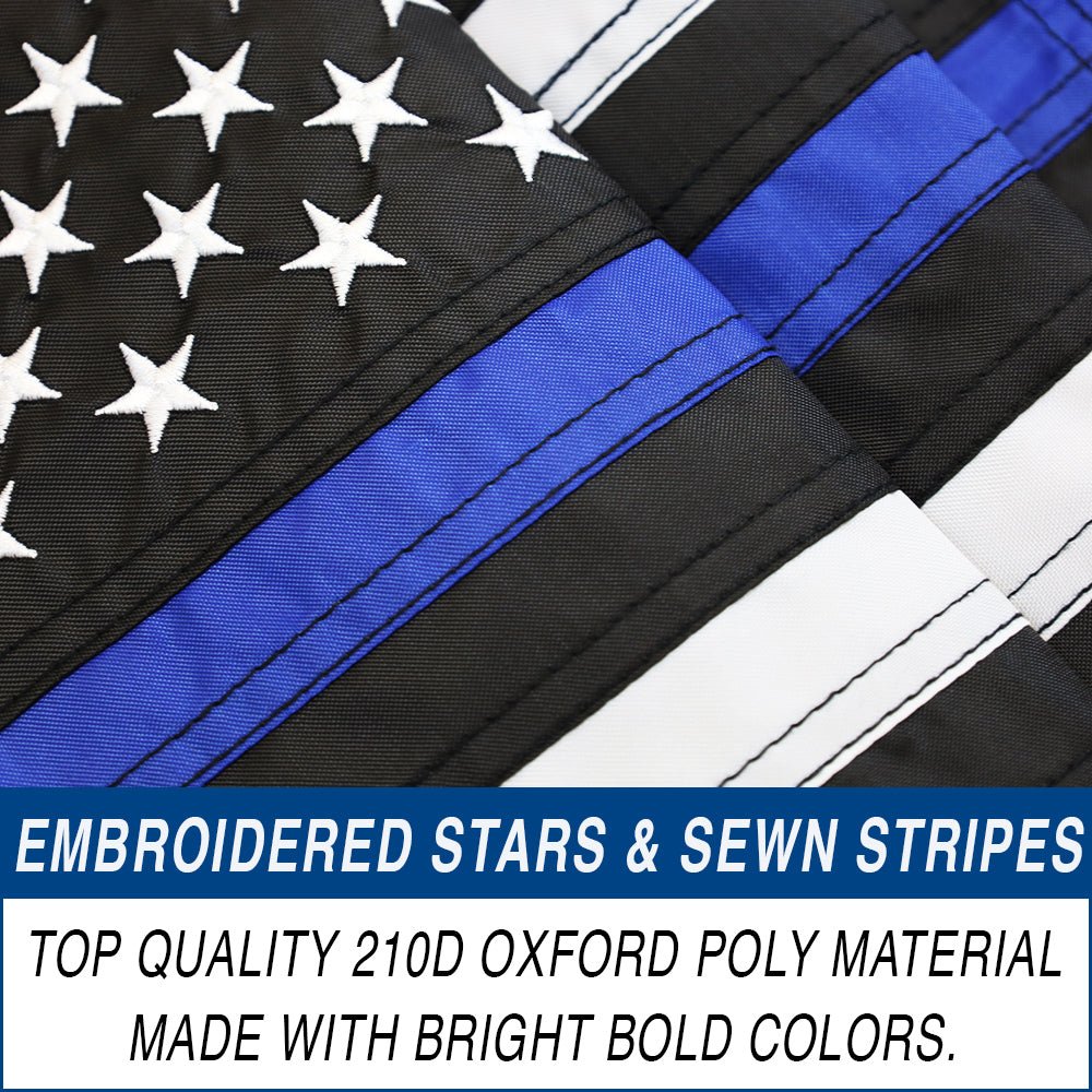 Thin Blue Line USA 12x18in Grommeted Embroidered Flag - Flags Importer