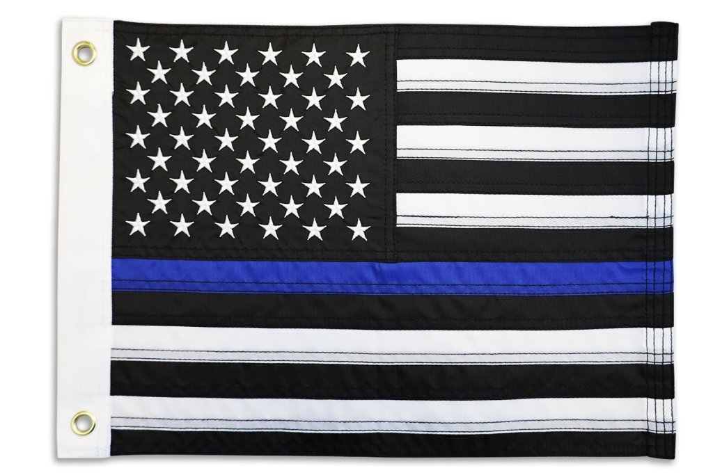 Thin Blue Line USA 12x18in Grommeted Embroidered Flag - Flags Importer