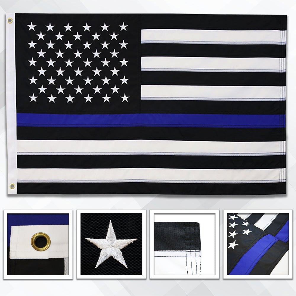 Thin Blue Line USA Embroidered Flag 5x8ft - Flags Importer