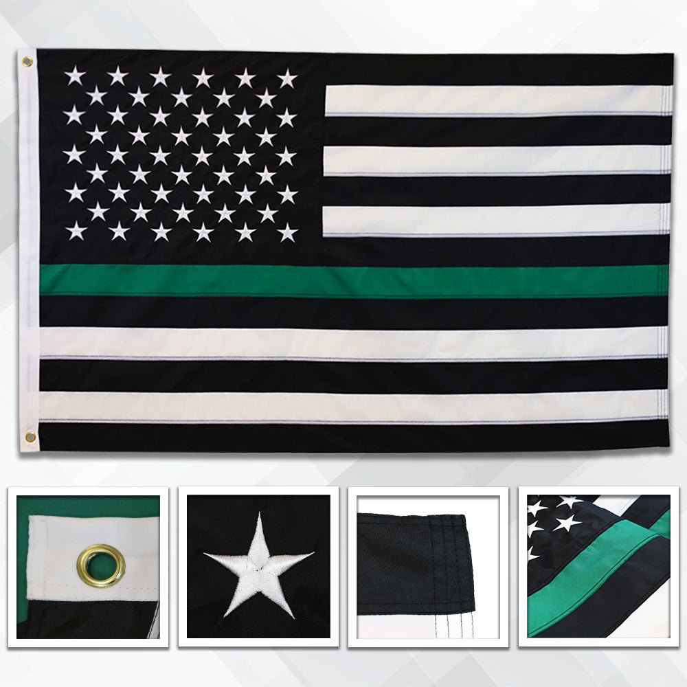 Thin Green Line USA Embroidered Flag 3x5ft - Flags Importer