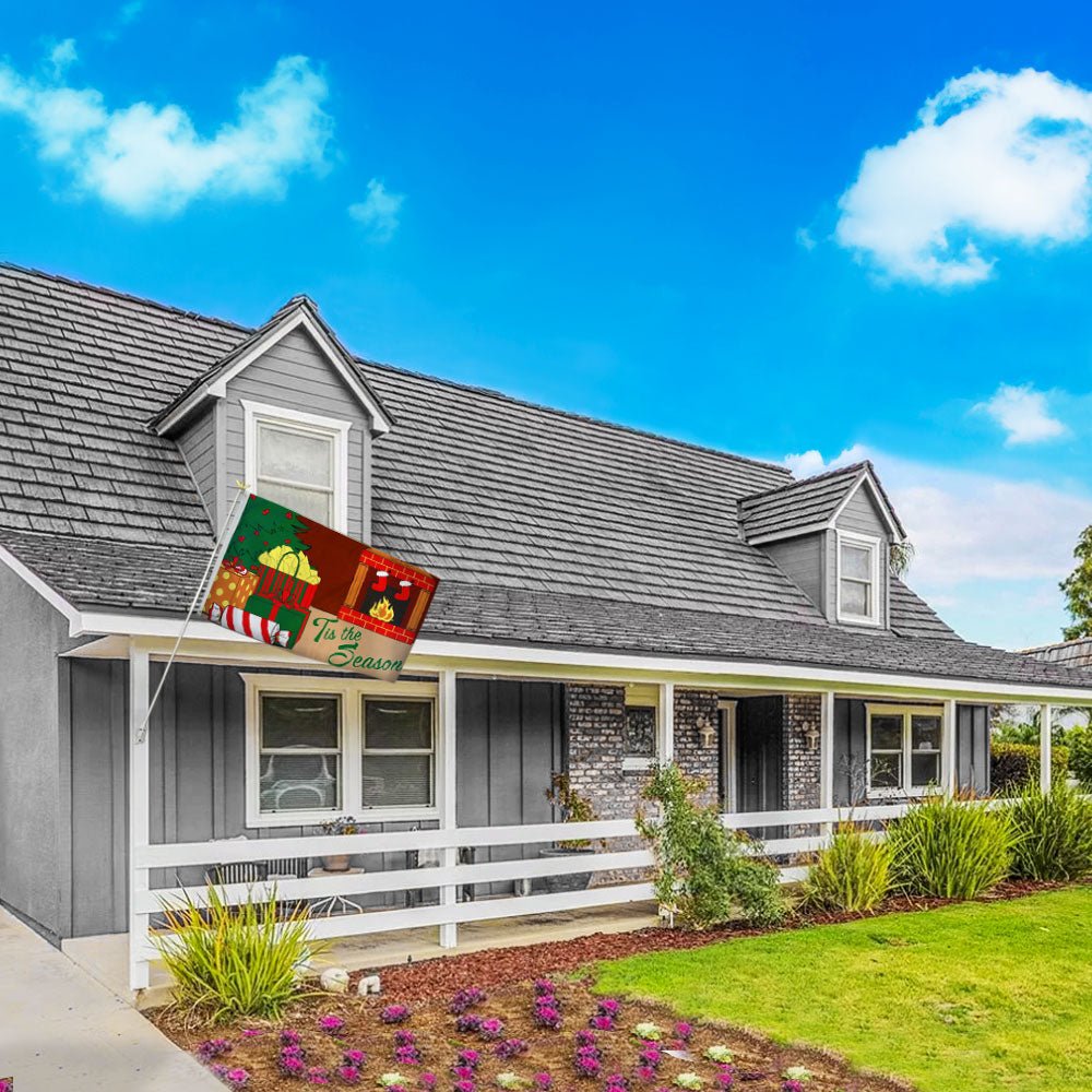 Tis The Season (Fireplace) Flag 3x5ft Poly - Flags Importer