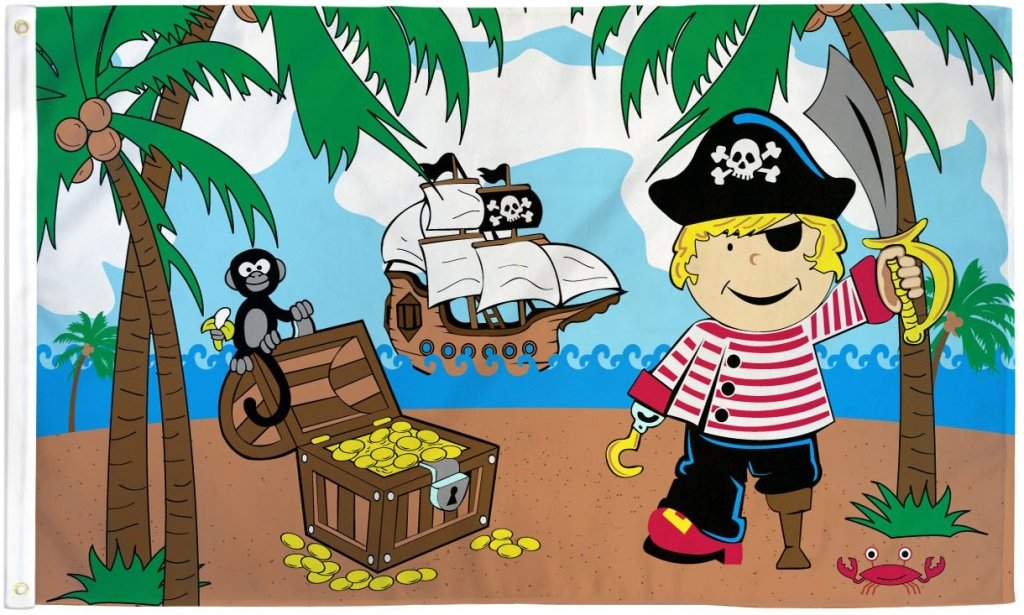 Treasure Island Boy Pirate Flag 3x5ft Poly - Flags Importer