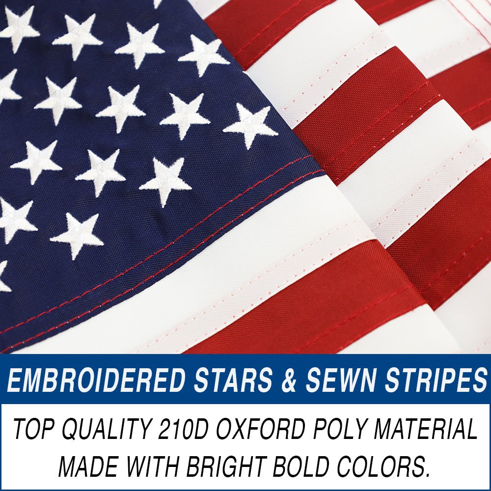 USA 12x18in Grommeted Embroidered Flag - Flags Importer