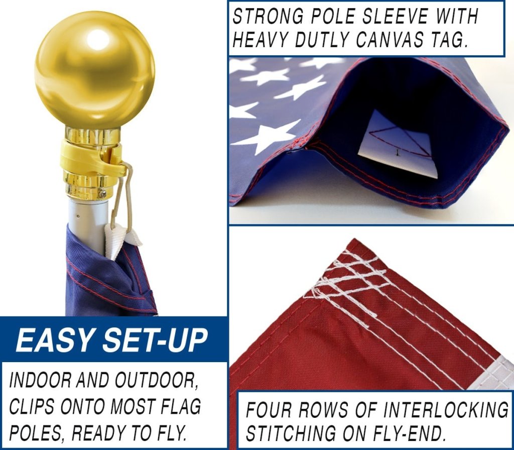 USA Embroidered Flag (Sleeved) 3x5ft - Flags Importer