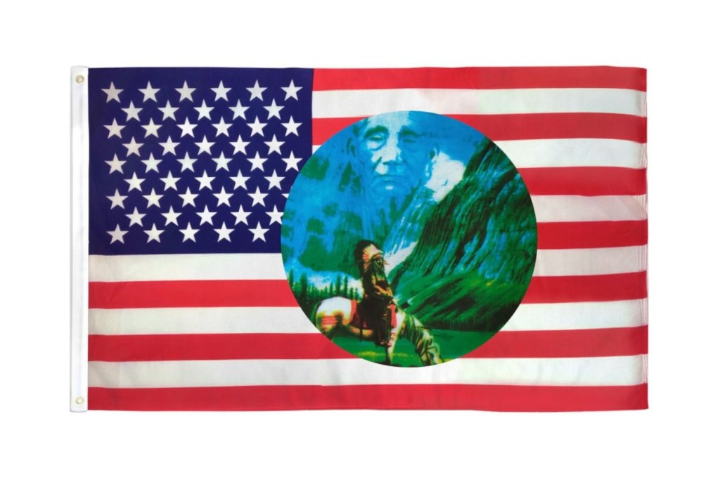 USA Riding Indian Circle Flag 3x5ft Poly - Flags Importer