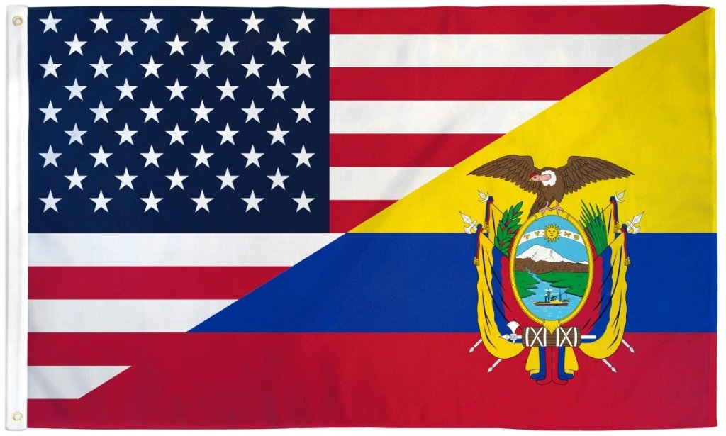 USA/Ecuador Combination Flag 3x5ft Poly - Flags Importer