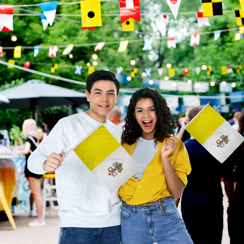 Vatican City 12x18in Stick Flag - Flags Importer