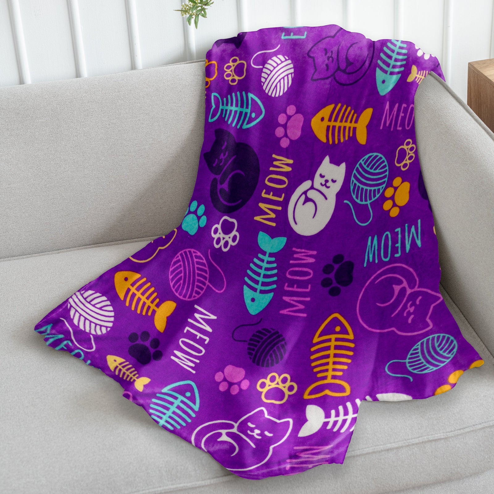 Kitty Paws (Purple) Soft Plush 50x60in Blanket