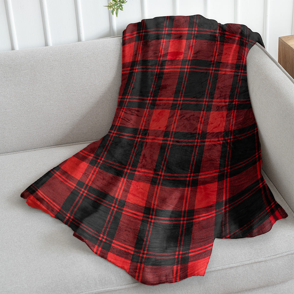 Red & Black Plaid (Large Squares) Soft Plush 50x60in Blanket