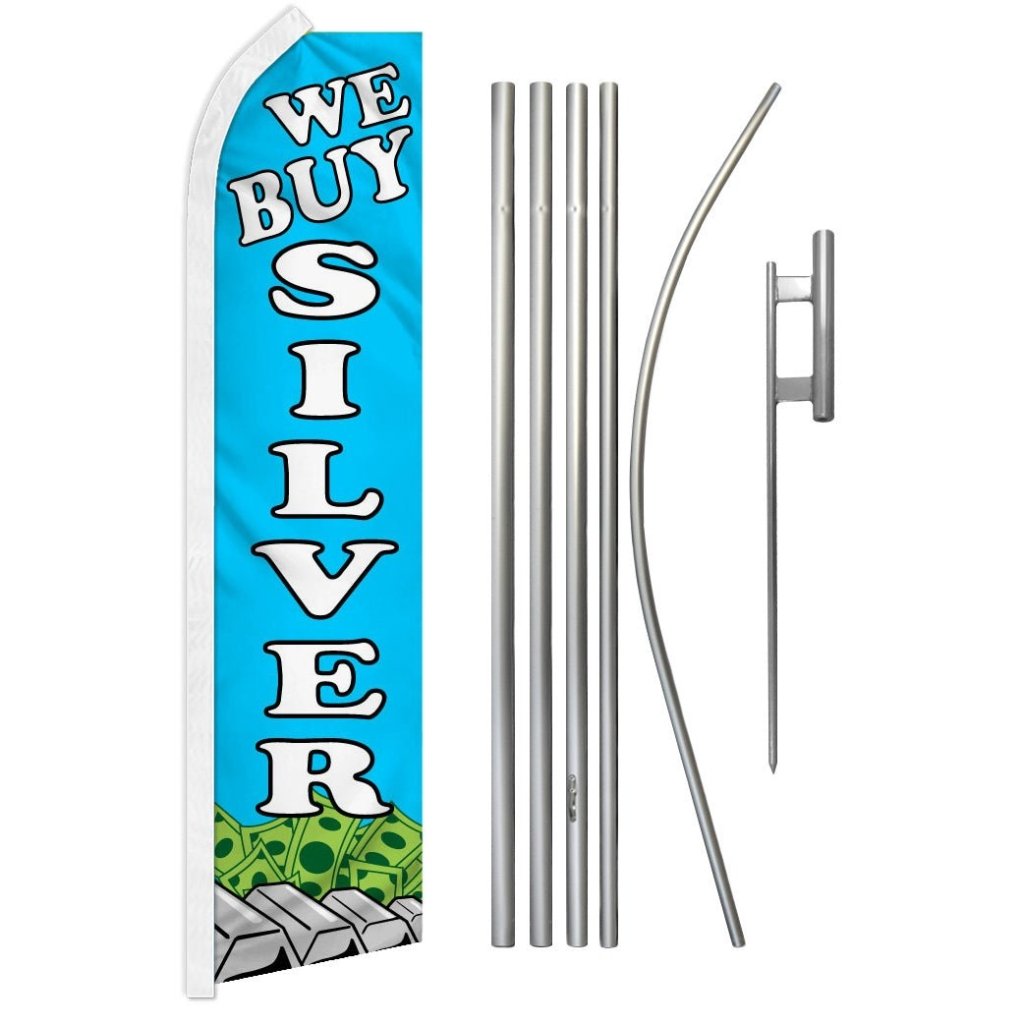We Buy Silver Super Flag & Pole Kit - Flags Importer
