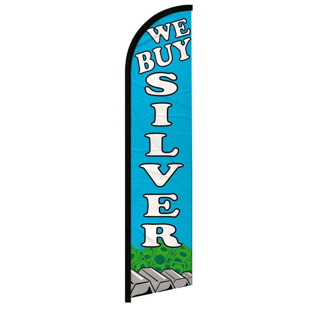 We Buy Silver Windless Banner Flag - Flags Importer