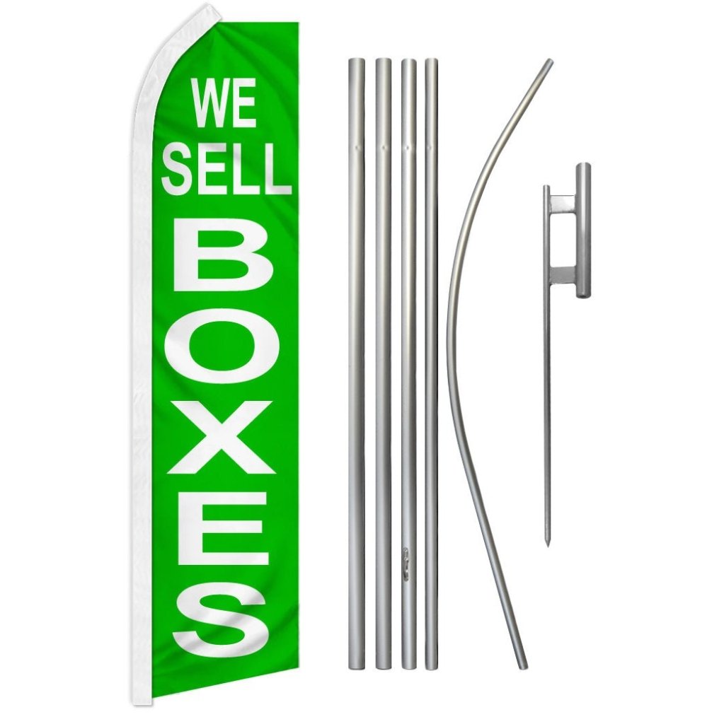 We Sell Boxes (Green) Super Flag & Pole Kit - Flags Importer