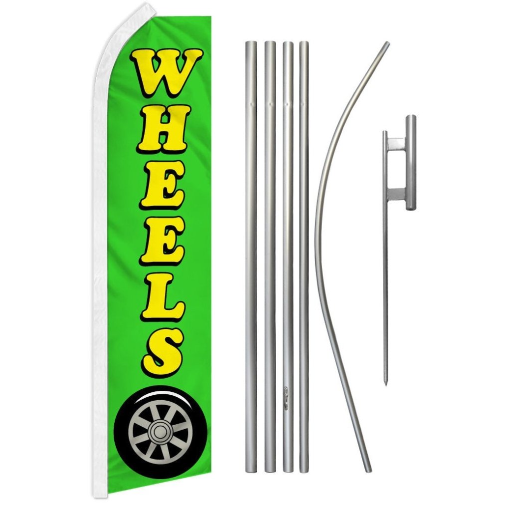 Wheels (Green) Super Flag & Pole Kit - Flags Importer