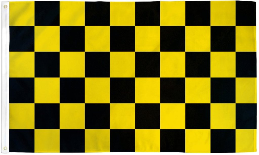Yellow & Black Checkered Flag 2x3ft Poly - Flags Importer