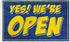 Yes! We're Open (Blue) Flag 3x5ft Poly - Flags Importer
