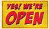 Yes! We're Open (Red) Flag 3x5ft Poly - Flags Importer
